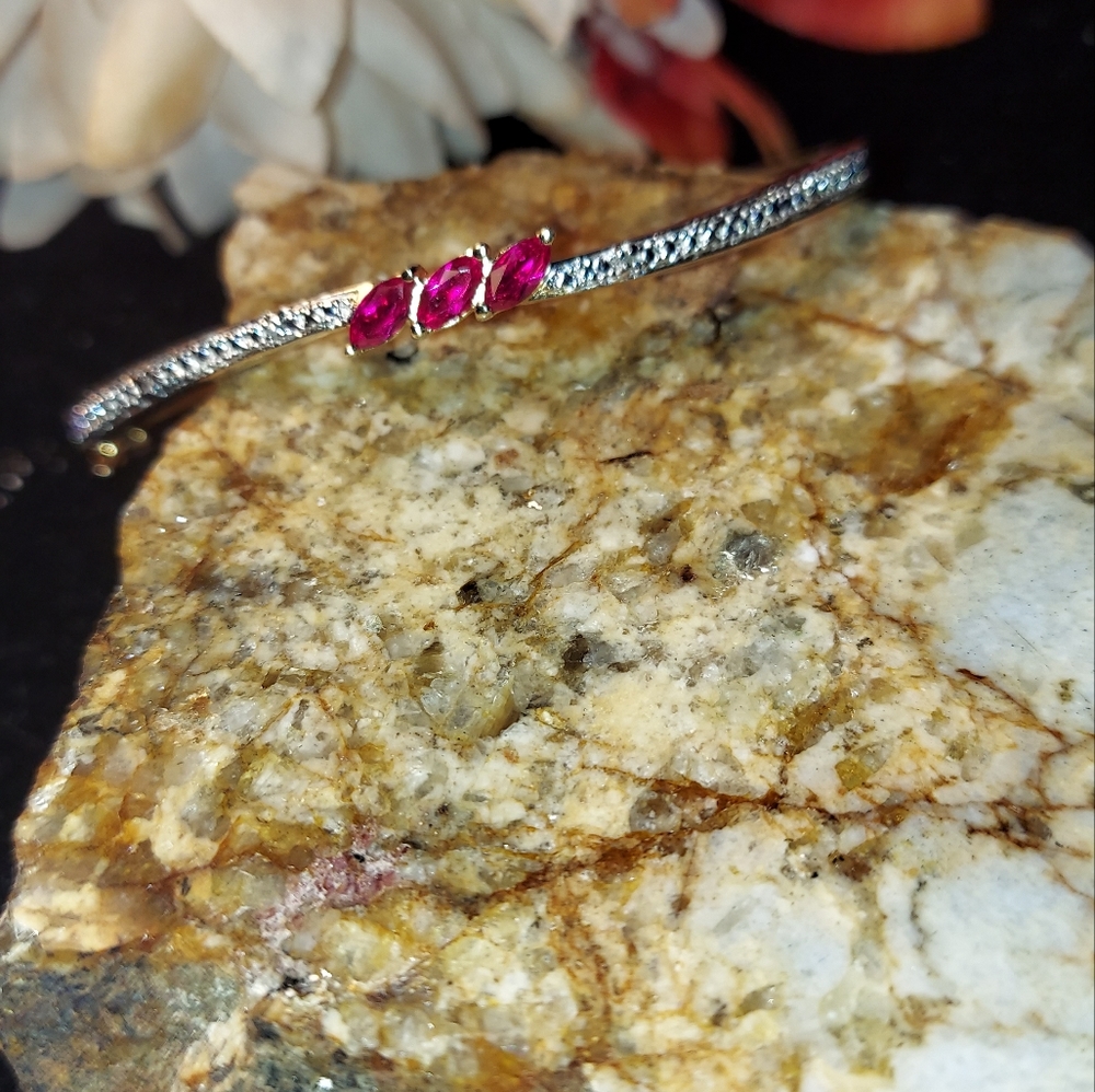 Ruby & Diamond Bangle Bracelet - image 3